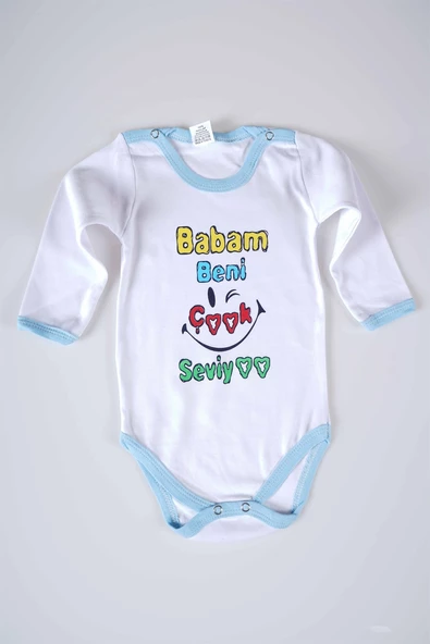 YENİ SEZON BABAM BENİ ÇOK SEVİYO YAZILI BEBEK ÇOCUK UZUN KOL PAMUK BADY ZIBIN - 11