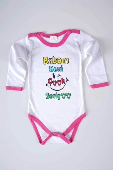 YENİ SEZON BABAM BENİ ÇOK SEVİYO YAZILI BEBEK ÇOCUK UZUN KOL PAMUK BADY ZIBIN - 9