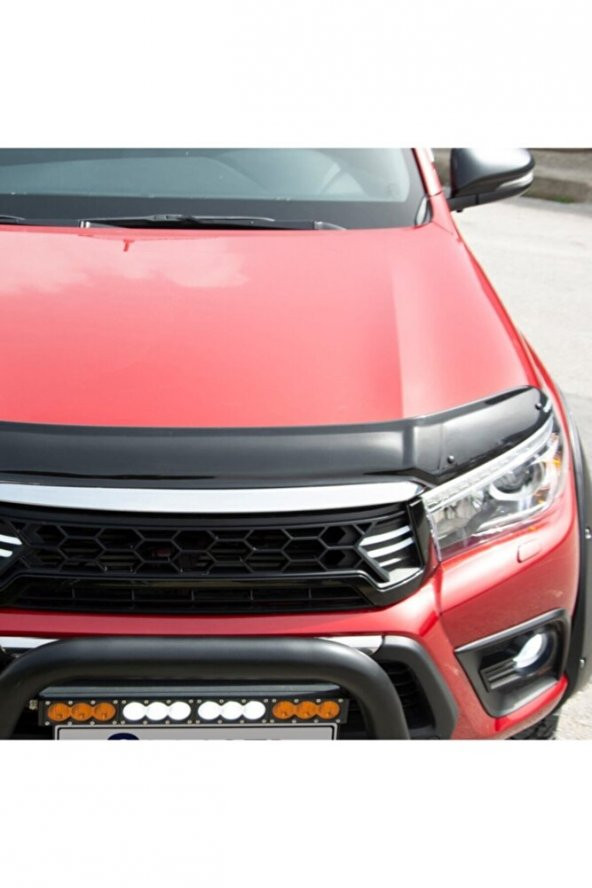 İtibar Toyota Hilux Ön Kaput Koruma Rüzgarlığı 3mm Akrilik (ABS) Parlak Siyah Deflektör 2015-2020 - Resim 6