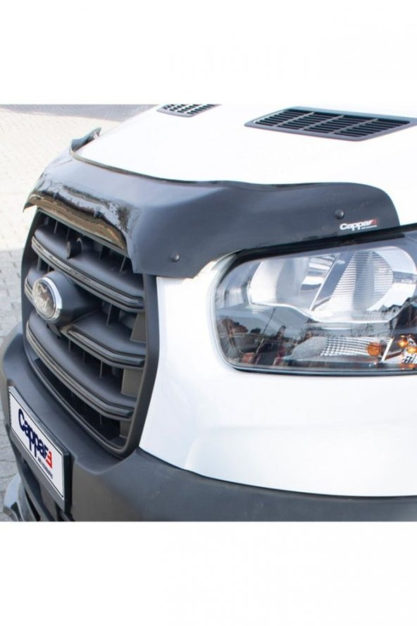 İtibar Ford Transit Ön Kaput Koruma Rüzgarlığı 3mm Akrilik (ABS) Parlak Siyah Deflektör 2014-2018 - 2
