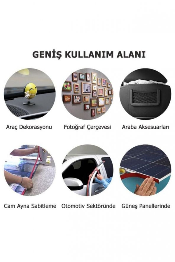 Silikonlu Çift Taraflı Montaj Bandı Süper Güçlü Bant 10mm X 5 Metre - Resim 5
