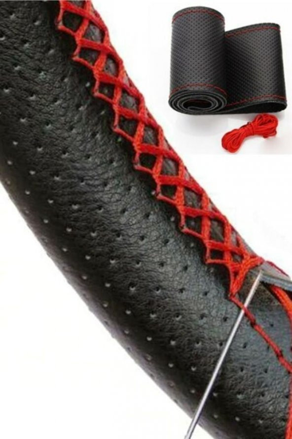 İtibar Volkswagen Bora Direksiyon Kılıfı Dikme Uyumlu Terletmez Kırmızı Ipli ürün görseli