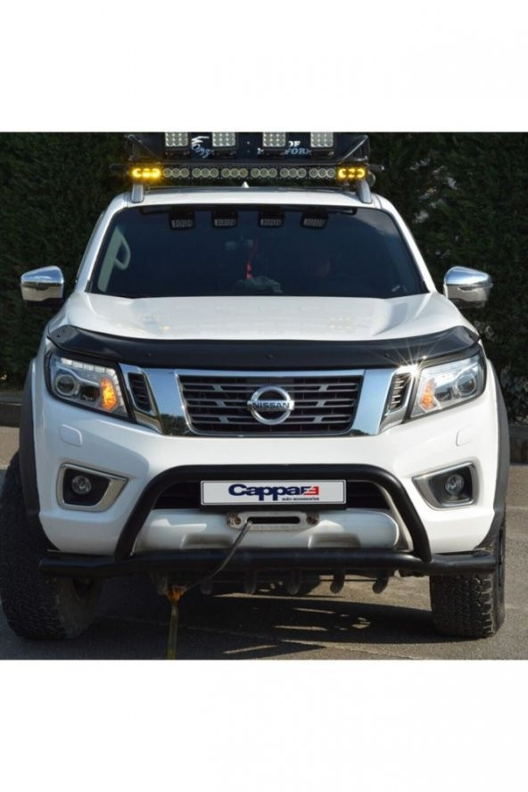 Nissan Navara Ön Kaput Koruma Rüzgarlığı 3mm Akrilik (ABS) Parlak Siyah Deflektör 2016-2020 - 2