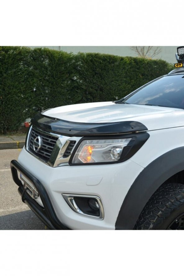 Nissan Navara Ön Kaput Koruma Rüzgarlığı 3mm Akrilik (ABS) Parlak Siyah Deflektör 2016-2020 - 3