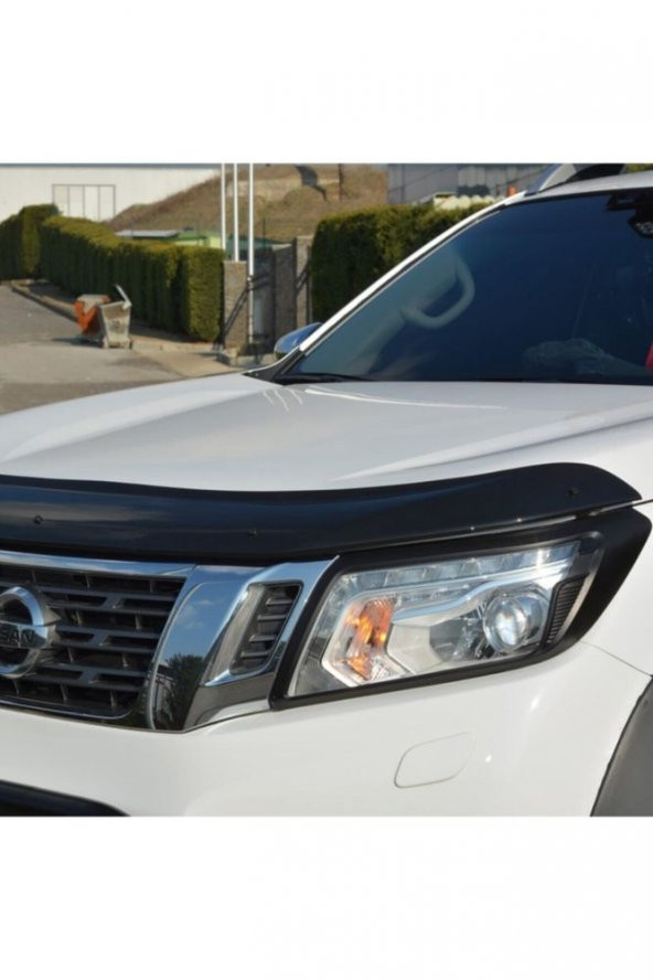 Nissan Navara Ön Kaput Koruma Rüzgarlığı 3mm Akrilik (ABS) Parlak Siyah Deflektör 2016-2020 - 4