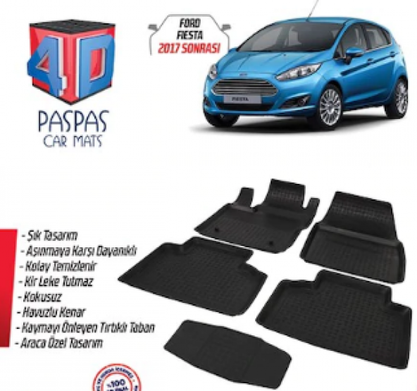 Ford Fiesta 2017 Sonrası 4D Havuzlu Kauçuk Paspas