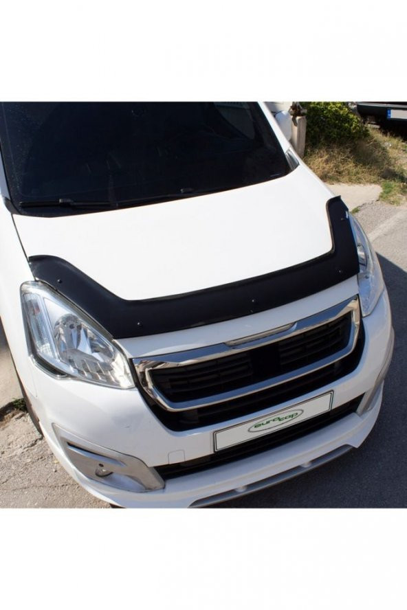 Peugeot Partner Ön Kaput Koruma Rüzgarlığı 3mm Akrilik (ABS) Parlak Siyah Deflektör 2015-18 - 2