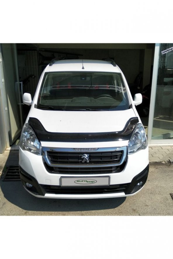 Peugeot Partner Ön Kaput Koruma Rüzgarlığı 3mm Akrilik (ABS) Parlak Siyah Deflektör 2015-18 - 3