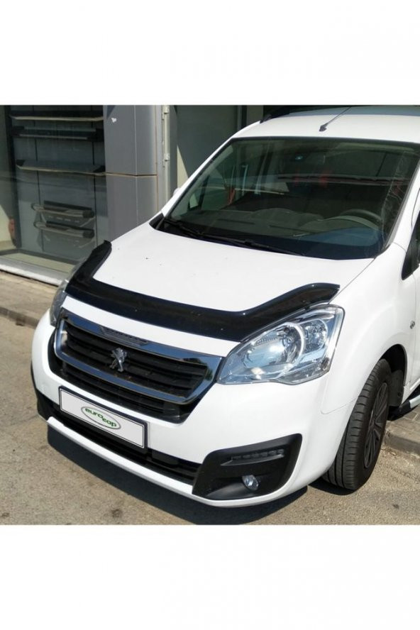 Peugeot Partner Ön Kaput Koruma Rüzgarlığı 3mm Akrilik (ABS) Parlak Siyah Deflektör 2015-18 - 4