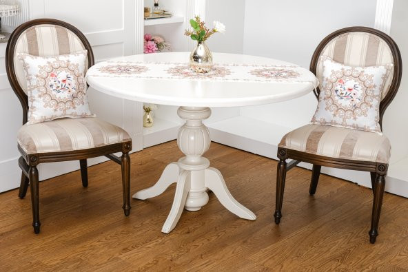 Finezza Frame Baskılı Kumaş Kreme Çiçekli  Kırlent Kılıfı 45x45  İkili - 1433 - 3