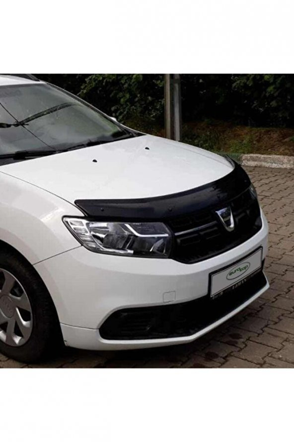 İtibar Dacia Logan Mcv Ön Kaput Koruma Rüzgarlığı 3mm Akrilik (ABS) Parlak Siyah Deflektör 2014-> - 2