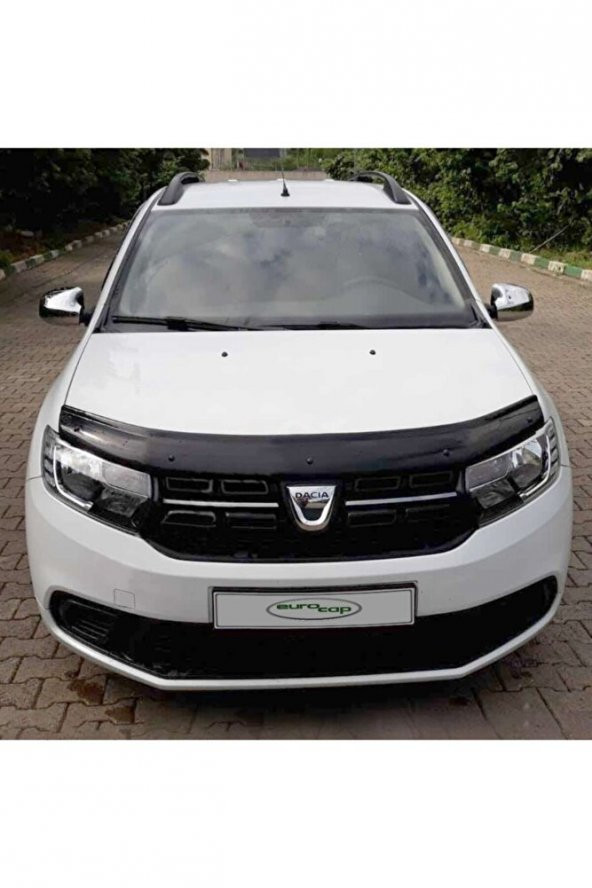 İtibar Dacia Logan Mcv Ön Kaput Koruma Rüzgarlığı 3mm Akrilik (ABS) Parlak Siyah Deflektör 2014-> - 4