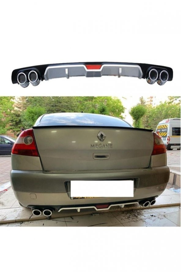 Renault Megane 2 Sedan Difüzör Arka Tampon Eki 4 Egzoz Çıkışlı - 3