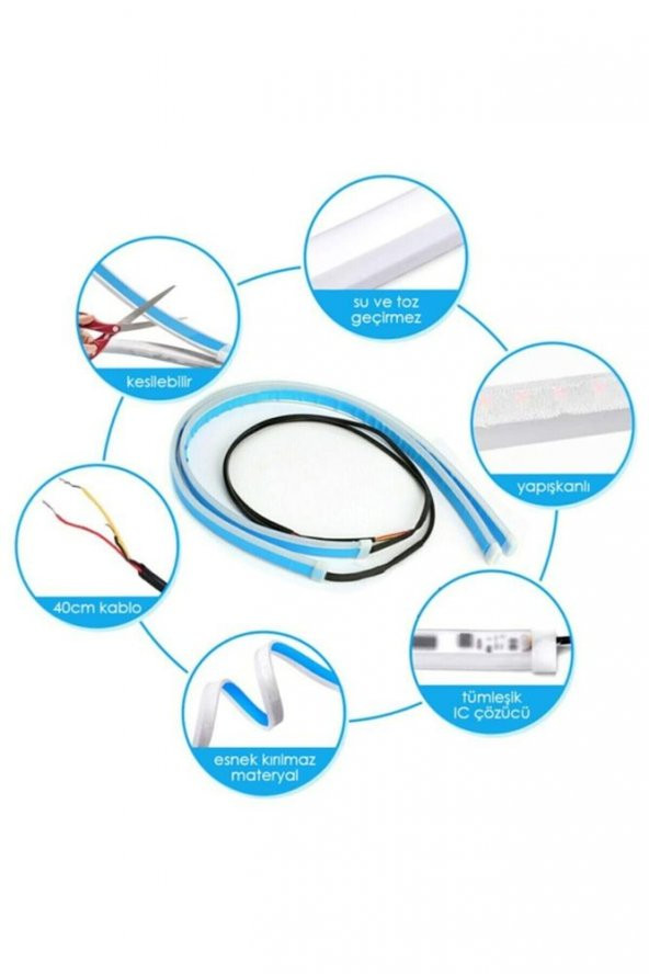 İtibar 3d Far Üstü Ve Far Içi 2 Renkli Selamlamalı Kayar Sinyalli Gündüz Ledi 60cm - Resim 6