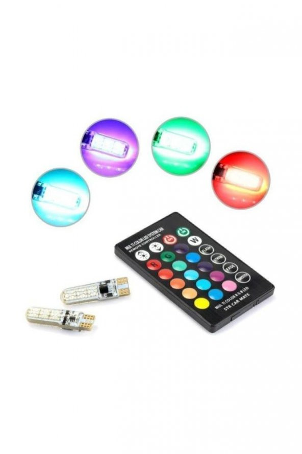 İtibar Kumandalı T10 Park Ampulu 16 Renkli Çakarlı Rgb Teknolojili 2 Adet - Resim 2