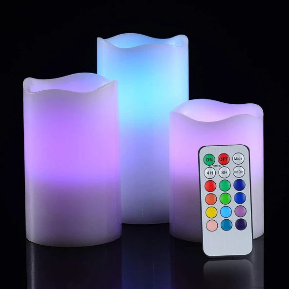 Parafin Kaplı Kumandalı Led Mum (3 Adet) - 4