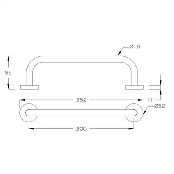 Yaşlı Hasta Engelli Çap: 19 mm Tutunma Barı 30 cm Paslanmaz - 2