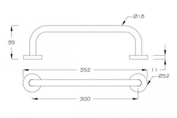 Yaşlı Hasta Engelli Çap: 19 mm Tutunma Barı 40 cm Paslanmaz - 3