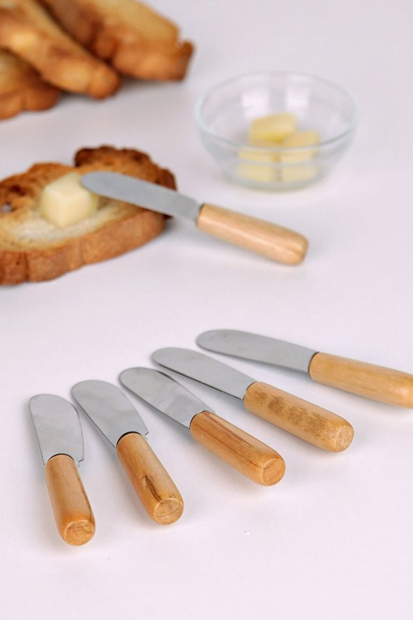 Tereyağı Bıçağı - Mini Spatula Ahşap Saplı 6 Adet - 2