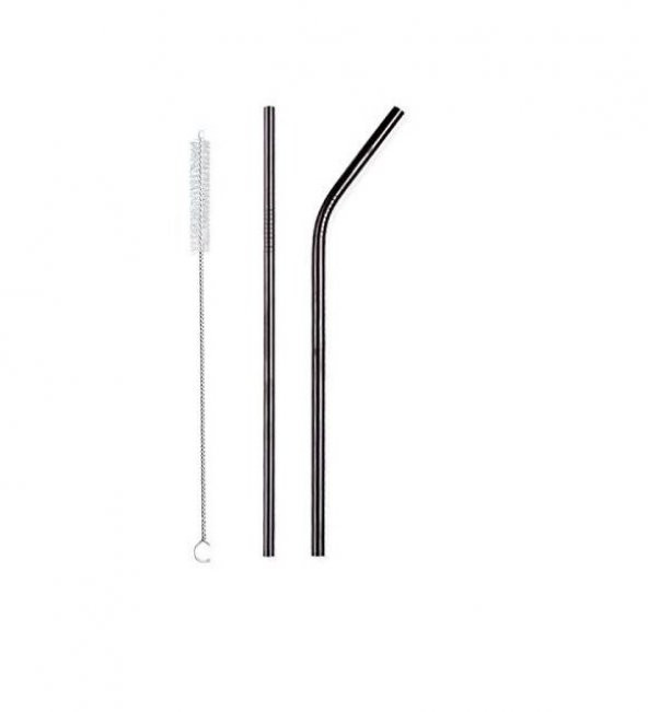 5 Parça Metal Pipet - Paslanmaz Çevre Dostu Metal Pipet Fırça Seti - 3