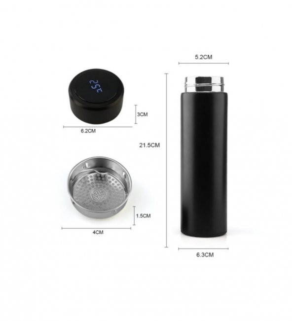 Dijital Sıcaklık Göstergeli Renkli Çelik Termos - 500 ML - 3