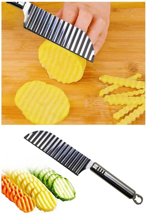 Tırtıklı Patates Kesme Bıçağı - Şekilli Sebze ve Meyve Dilimleyici - 4