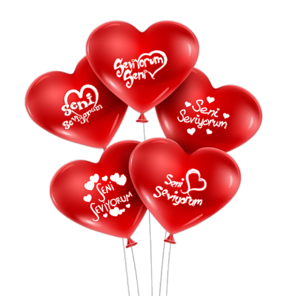 Seni Seviyorum Yazılı 100 lü Kalp Balon