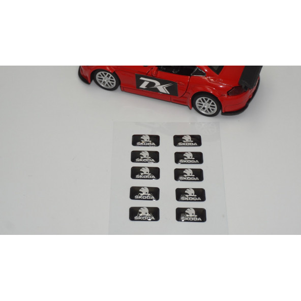 Skoda Logo 3D Cam Açma Torpido Konsol Ayna Çıkartma Seti - 2