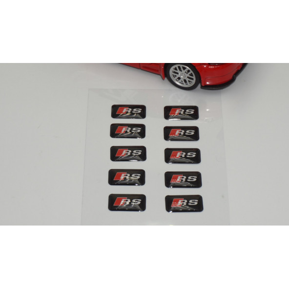 Audi RS Logo 3D Cam Açma Torpido Konsol Ayna Çıkartma Seti - Resim 2