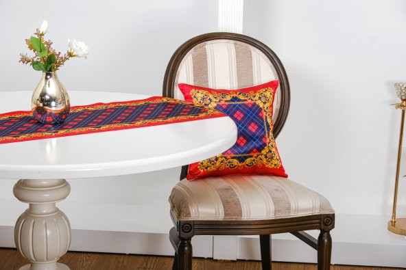Finezza Belize Baskılı Saten Kırmızıya Siyah Kırlent Kılıfı 45x45 cm ikili -1435 - 3