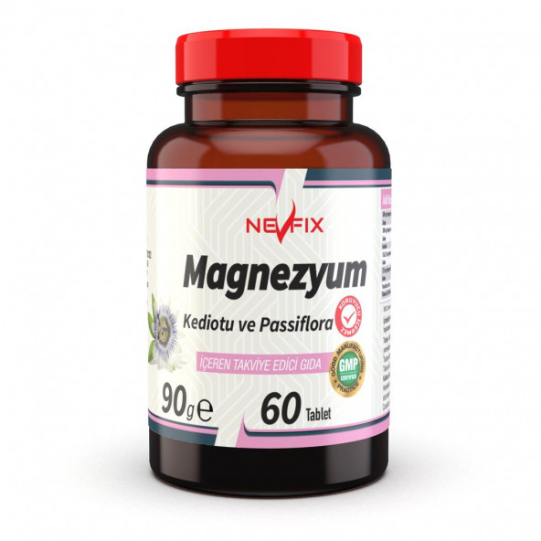 Nevfix Magnezyum (Klorür, Bisglisinat, Malat, Sitrat) Kedi Otu Pasiflora 60 Tablet