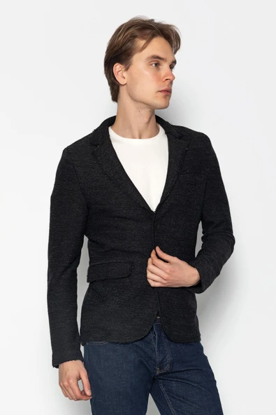 CEKMON Erkek Slim Fit Çok Cepli Düğmeli Astarsız Örme Blazer Rahat Ceket - 9