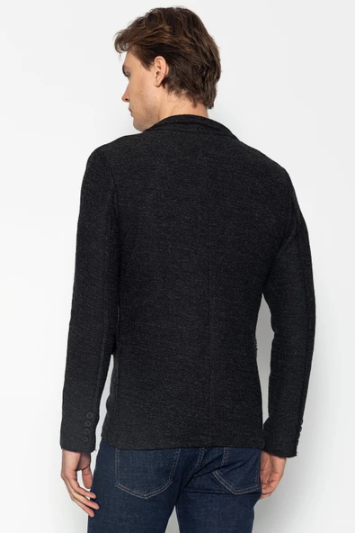 CEKMON Erkek Slim Fit Çok Cepli Düğmeli Astarsız Örme Blazer Rahat Ceket - 11