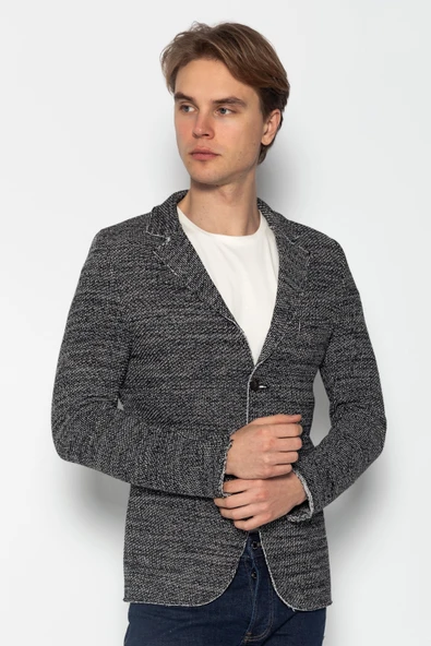 CEKMON Erkek Slim Fit Çok Cepli Düğmeli Astarsız Örme Blazer Rahat Ceket - 2