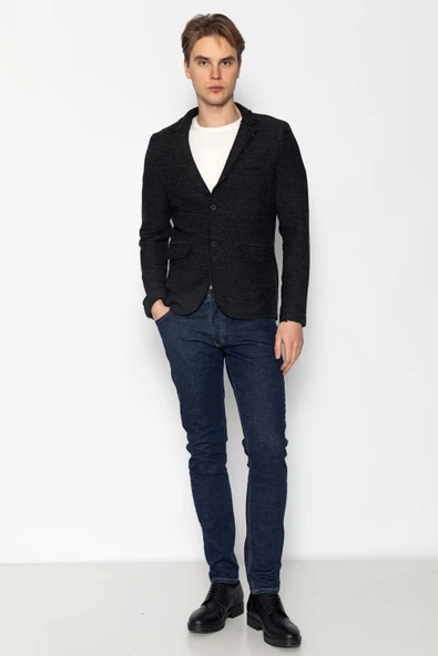 CEKMON Erkek Slim Fit Çok Cepli Düğmeli Astarsız Örme Blazer Rahat Ceket - 8