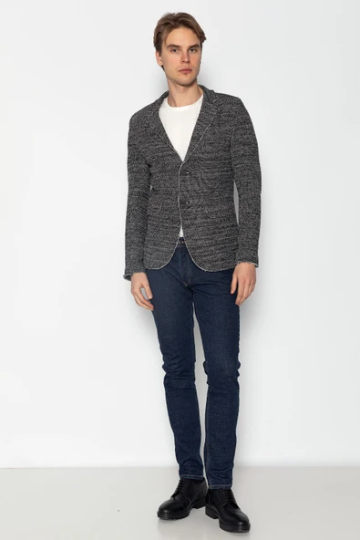 CEKMON Erkek Slim Fit Çok Cepli Düğmeli Astarsız Örme Blazer Rahat Ceket - 3