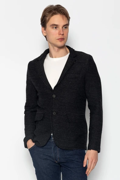 CEKMON Erkek Slim Fit Çok Cepli Düğmeli Astarsız Örme Blazer Rahat Ceket - 7