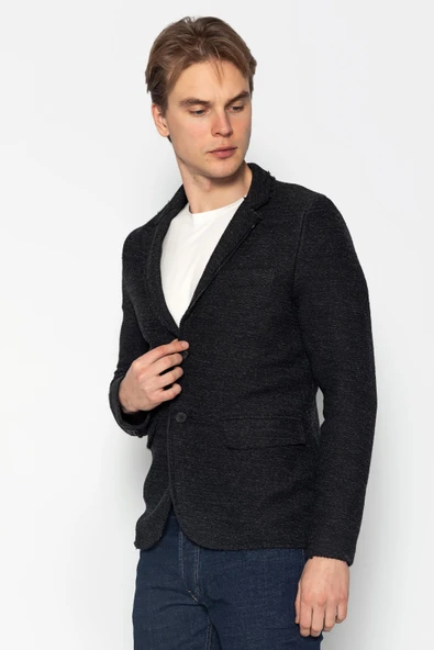 CEKMON Erkek Slim Fit Çok Cepli Düğmeli Astarsız Örme Blazer Rahat Ceket - 10
