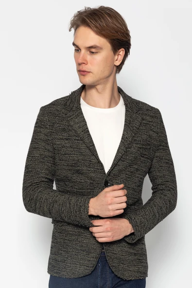 CEKMON Erkek Slim Fit Çok Cepli Düğmeli Astarsız Örme Blazer Rahat Ceket - 12