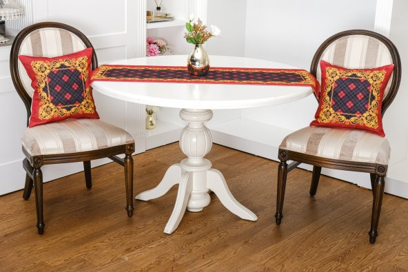 Finezza Belize Baskılı Kumaş Kırmızıya Siyah Kırlent Kılıfı 45x45 cm - 1438 - 4