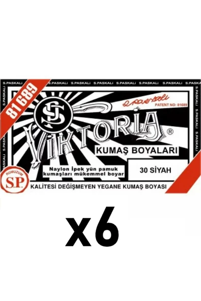 Viktoria Kumaş Boyası 6 Adet Siyah - 1