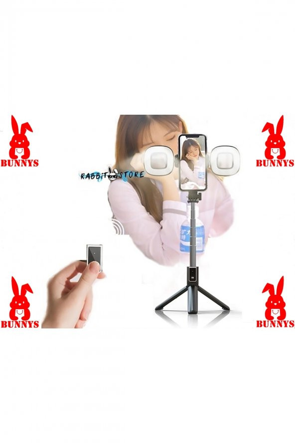 RABBİT STORE Apple iPhone 13 Pro Uyumlu Işıklı Tripod Bluetooth Selfie Çubuğu Kumadalı Tiktok Youtube Çekimi - Resim 3