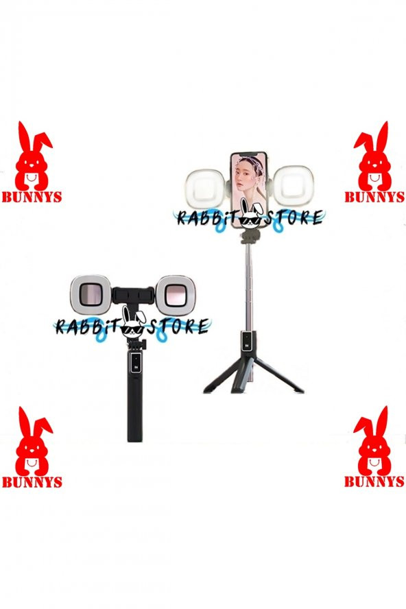 RABBİT STORE Oppo A72 Uyumlu Işıklı Tripod Bluetooth Selfie Çubuğu Kumadalı Tiktok Youtube Çekimi - Resim 5