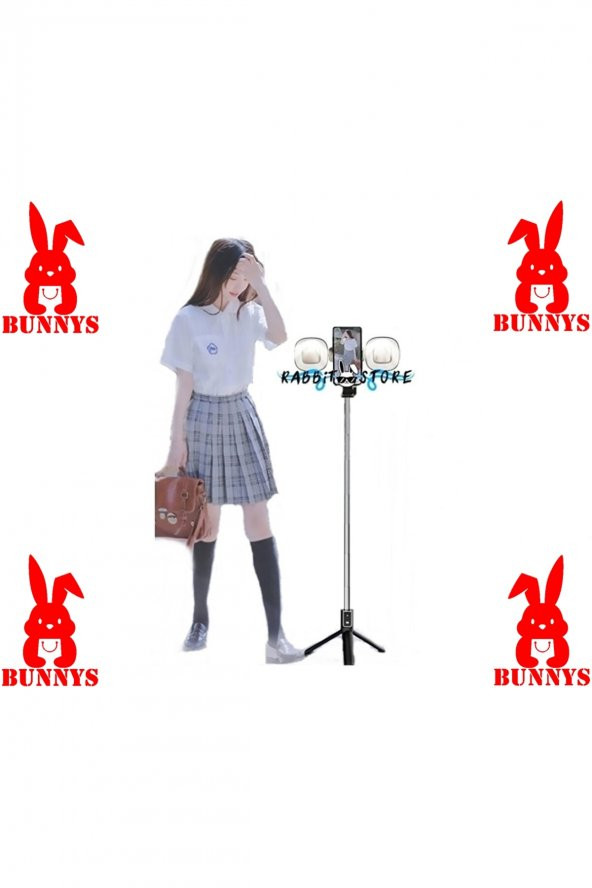 RABBİT STORE Samsung Galaxy Z Flip Uyumlu Işıklı Tripod Bluetooth Selfie Çubuğu Kumadalı Tiktok Youtube Çekimi - 4