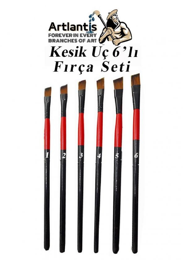 Yan Kesik Uçlu Fırça Seti 6 Lı Resim Fırçası 1 Paket Sentetik Yan Kesik Fırca Seti 1 Paket Sanatsal