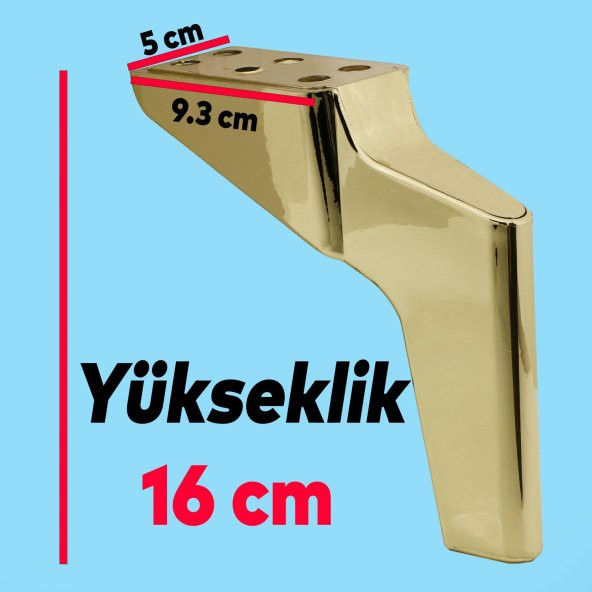 Lüks Mobilya Kanepe Sehpa TV Ünitesi Koltuk Ayağı 16 cm Parlak Gold Baza Ayak - 5