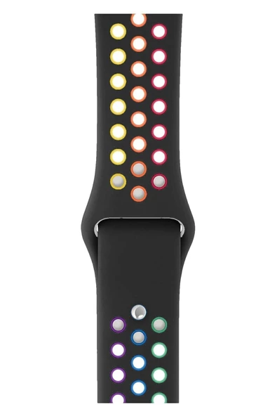 Apple Watch 42-44 Mm Uyumlu Delikli Renkli Silikon Kordon - 6