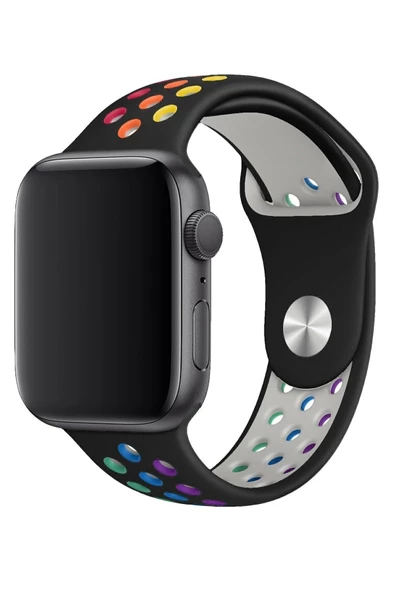 Apple Watch 42-44 Mm Uyumlu Delikli Renkli Silikon Kordon - 5