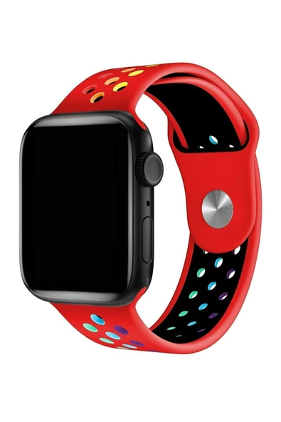 Apple Watch 42-44 Mm Uyumlu Delikli Renkli Silikon Kordon - 8