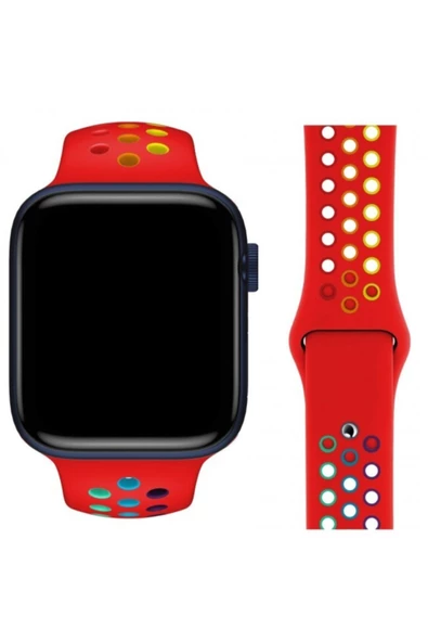 Apple Watch 42-44 Mm Uyumlu Delikli Renkli Silikon Kordon - 7